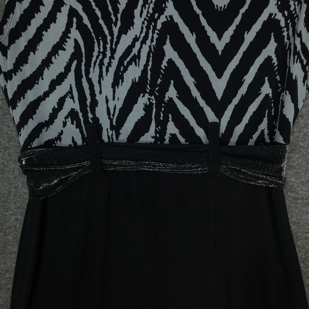 Y2K En Focus Studio Dress Zebra Print Belted Black Knee Length Womens Size 8 - Picture 7 of 7